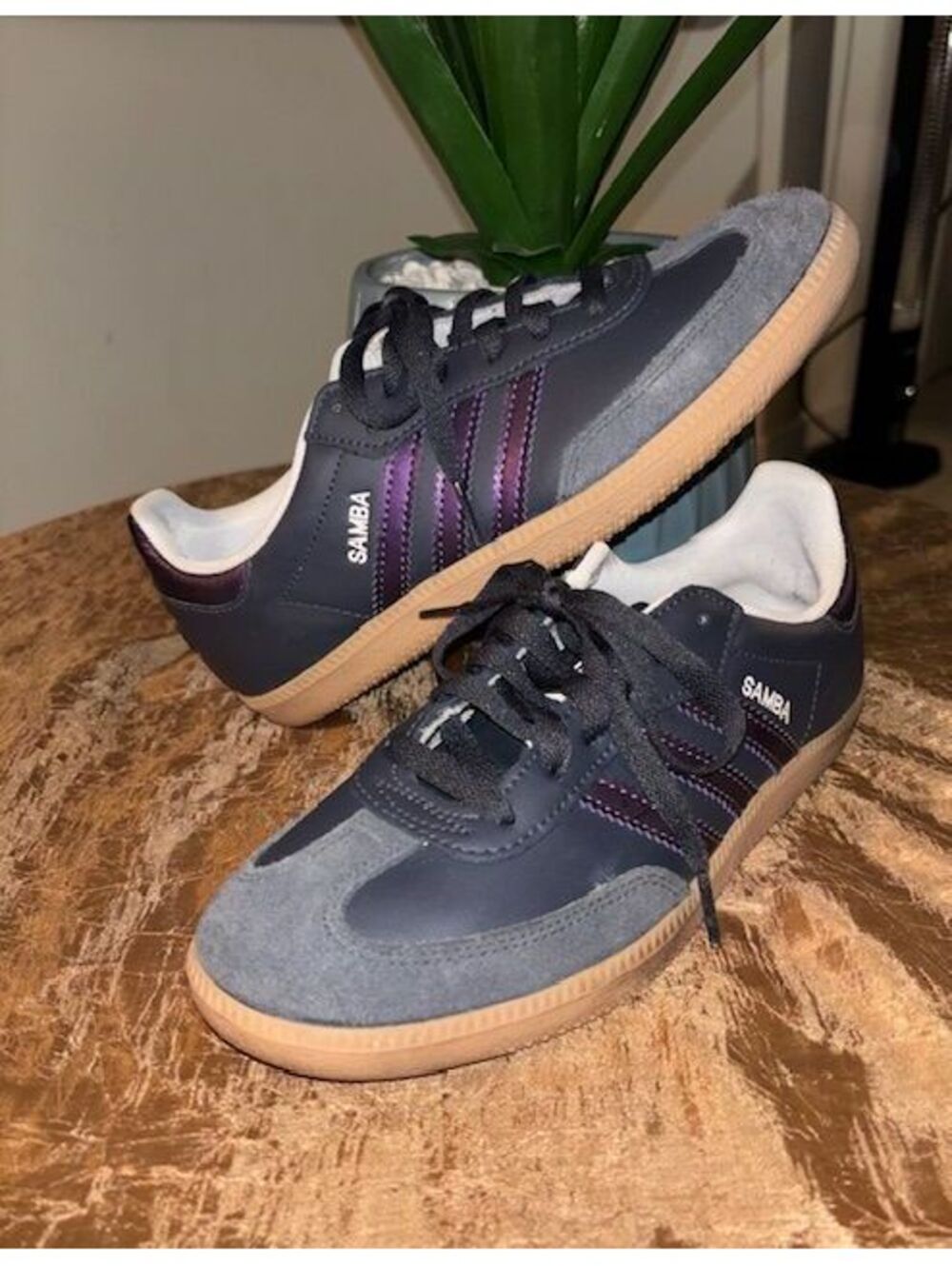 Adidas Samba OG Leather-Suede Gray -Purple W-7
